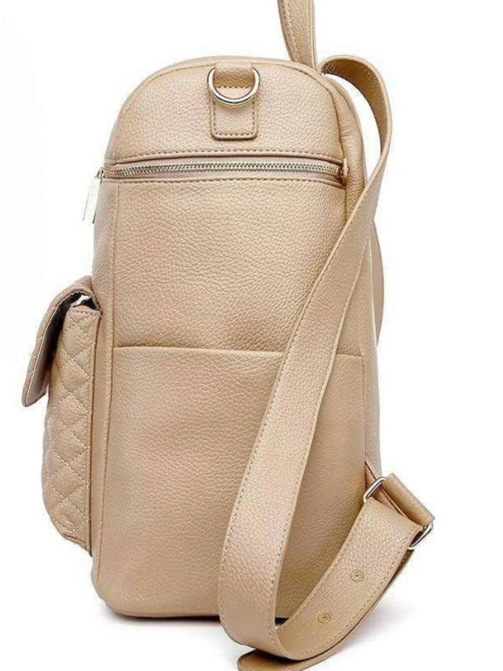 Pebbled Quilted Baby Backpack in Tan